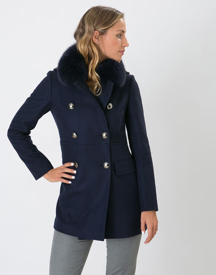 123 manteau gris col fourrure renard 123 manteau gris col fourrure renard