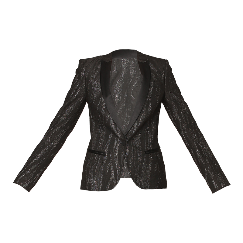 Veste noire relief métal col tailleur satiné Bangkok Ikks Ikks women Veste texturée grise Veste Femme Monshowroom
