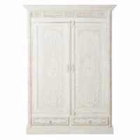 Armoire 2 portes 2 tiroirs en manguier massif blanc vieilli Janna Maisons du Monde