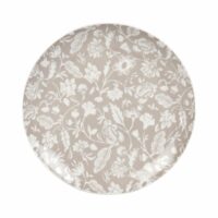 Assiette à dessert en porcelaine blanche et taupe motif floral Maisons du Monde