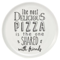 Assiette à pizza en porcelaine blanche imprimée Maisons du Monde
