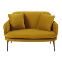 Banquette 2 places en velours jaune moutarde Sacha Maisons du Monde