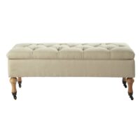 Banquette coffre à roulettes en coton coloris lin Maisons du Monde