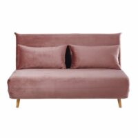 Banquette convertible 2 places en velours vieux rose Nio Maisons du Monde