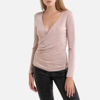 Blouse cache-coeur à manches longues Noir;Rose Pâle LIU JO