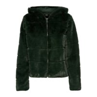 Blouson court à capuche imitation fourrure Beige;Noir;Vert Foncé Only