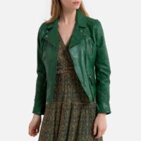 Blouson style perfecto cuir de mouton CAMERA Noir;Orange;Camel;Rouge;Abricot;Cognac OAKWOOD