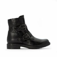 Boots cuir à boucles Café Noir MJUS