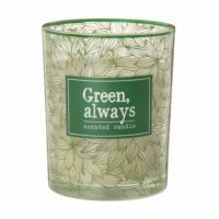 Bougie parfumée en verre imprimé floral vert Maisons du Monde