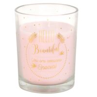 Bougie rose en verre imprimé doré Maisons du Monde