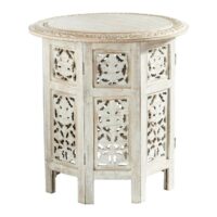 Bout de canapé en manguier sculpté blanchi Maisons du Monde