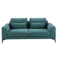 Canapé 2/3 places en coton et lin bleu canard Portland Maisons du Monde