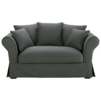 Canapé 2/3 places en coton gris ardoise Roma Maisons du Monde
