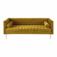 Canapé 3 places en velours jaune moutarde Liam Maisons du Monde