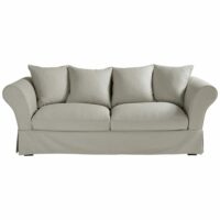 Canapé 3/4 places en coton gris clair Roma Maisons du Monde