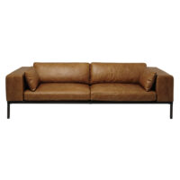 Canapé 4 places en cuir camel Wellington Maisons du Monde