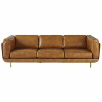 Canapé 4 places en cuir marron Golden Eye Maisons du Monde