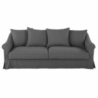Canapé 4/5 places en lin gris anthracite Joanne Maisons du Monde