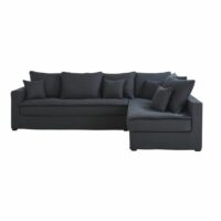 Canapé angle droit en lin lavé gris anthracite Célestin Maisons du Monde
