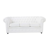 Canapé capitonné 3 places blanc Chesterfield Maisons du Monde