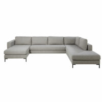 Canapé d'angle 5/7 places gris clair avec port USB Lucarno Maisons du Monde