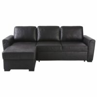 Canapé d'angle convertible 4 places en suédine noire Montréal Maisons du Monde