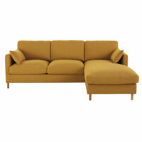 Canapé d'angle droit convertible 5 places jaune moutarde