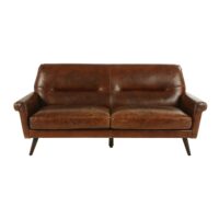 Canapé vintage 3 places en cuir marron Paolo Maisons du Monde