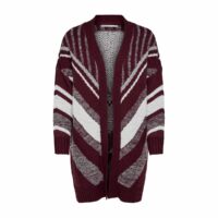 Cardigan long ouvert Noir;Imprimé Bordeaux Only