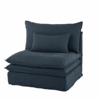 Chauffeuse de canapé en lin bleu nuit Pompei Maisons du Monde