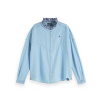 Chemise col montant à manches longues Denim Bleu SCOTCH AND SODA
