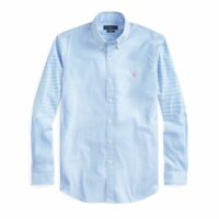 Chemise slim en popeline stretch à rayures Blanc/Bleu Ciel Polo Ralph Lauren