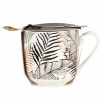 Coffret mug en porcelaine imprimé et cuillère en métal doré Maisons du Monde