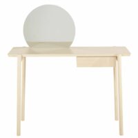 Coiffeuse 1 tiroir sculpté et miroir rond amovible Sendai Maisons du Monde