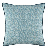 Coussin d'extérieur en coton bleu pétrole motif floral blanc 45x45 Maisons du Monde