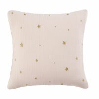 Coussin en coton rose imprimé étoiles dorées 35x35 Maisons du Monde