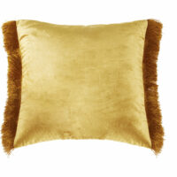 Coussin en velours jaune moutarde à franges 45x45 Maisons du Monde