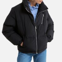 Doudoune zippée à col montant et poches Noir Benetton
