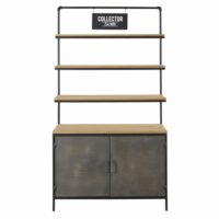 Etagère indus 2 portes en sapin et métal Harvey Maisons du Monde