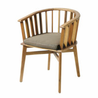 Fauteuil de jardin en acacia massif et toile taupe Noumea Maisons du Monde