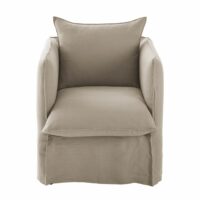 Fauteuil en lin froissé coloris beige ficelle Louvre Maisons du Monde