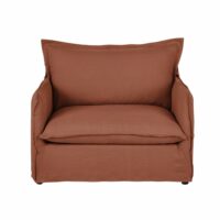 Fauteuil en lin froissé terracotta Barcelone Maisons du Monde