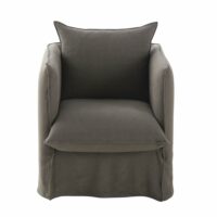 Fauteuil en lin gris effet vieilli Louvre Maisons du Monde