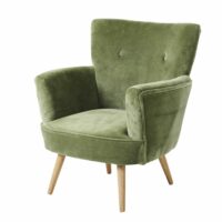 Fauteuil en velours vert kaki Sao Paulo Maisons du Monde