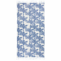Fouta blanche imprimé feuillages bleus 100x200 Maisons du Monde