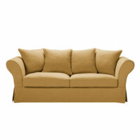 Housse de canapé convertible 3/4 places (6 cm)en lin froissé ocre Roma Maisons du Monde