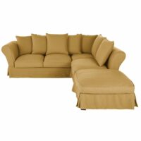 Housse de canapé d'angle convertible en lin froissé ocre Roma Maisons du Monde