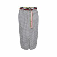 Jupe droite à carreaux mi-longue Marine/Blanc Tommy Hilfiger