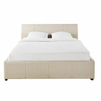 Lit double beige avec rangements