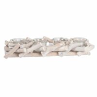 Lumignons en verre (x4) et support en chêne Maisons du Monde
